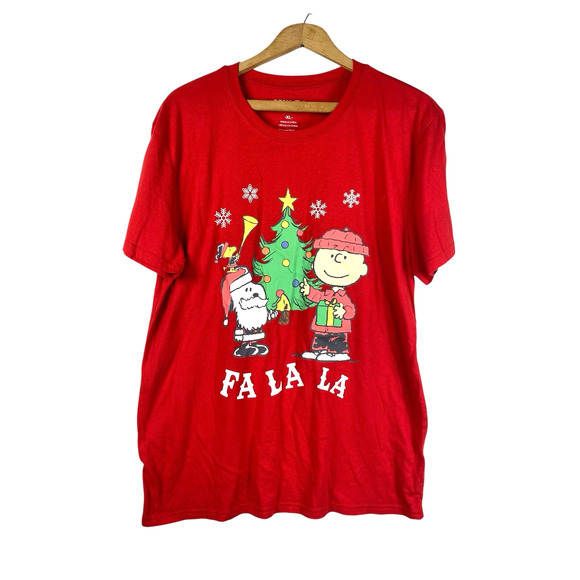 Peanuts Christmas T Shirt Size XL Mens Fa La La Charlie Brown Snoopy Mens Womens - Picture 1 of 7